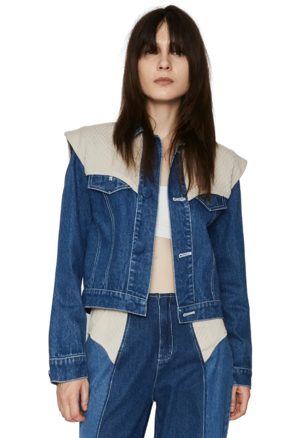 Knit Patchwork Denim Jacket