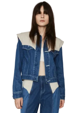Knit Patchwork Denim Jacket