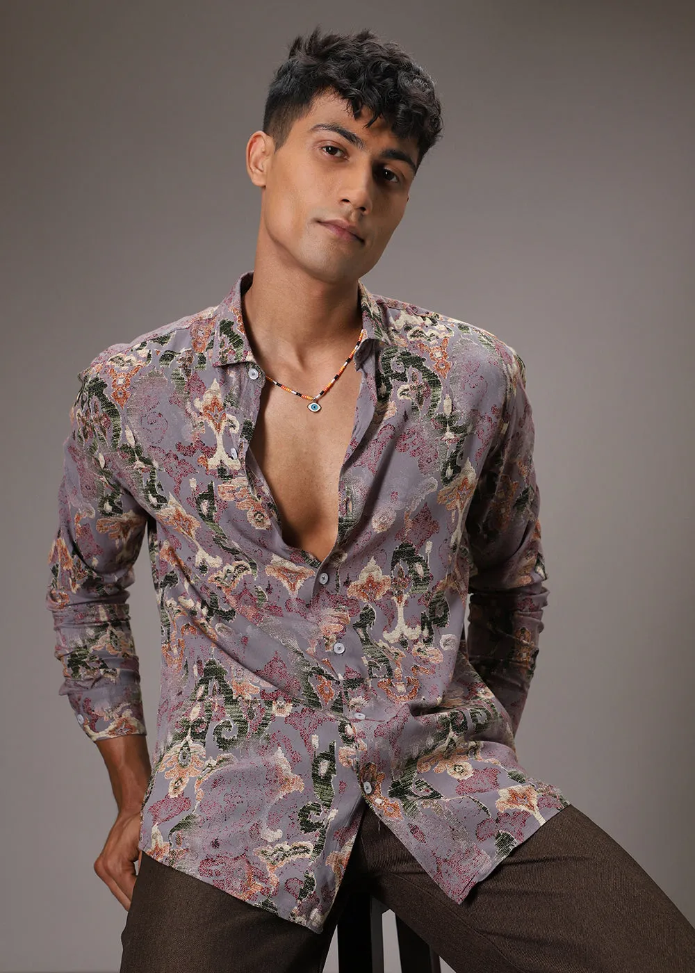 Lattice Lavender Feather Shirt