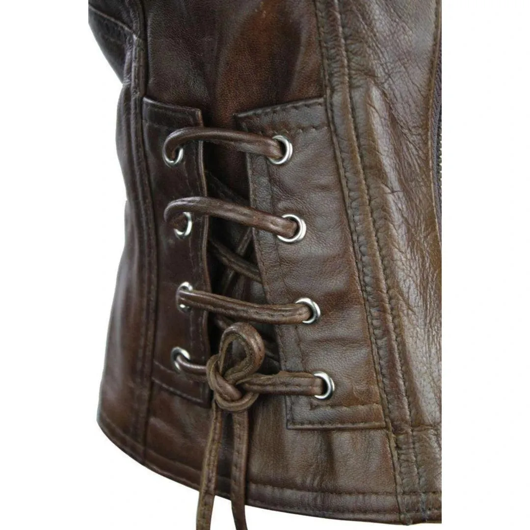 Leather 100% Jacket Biker Style Vintage Red Soft Leather