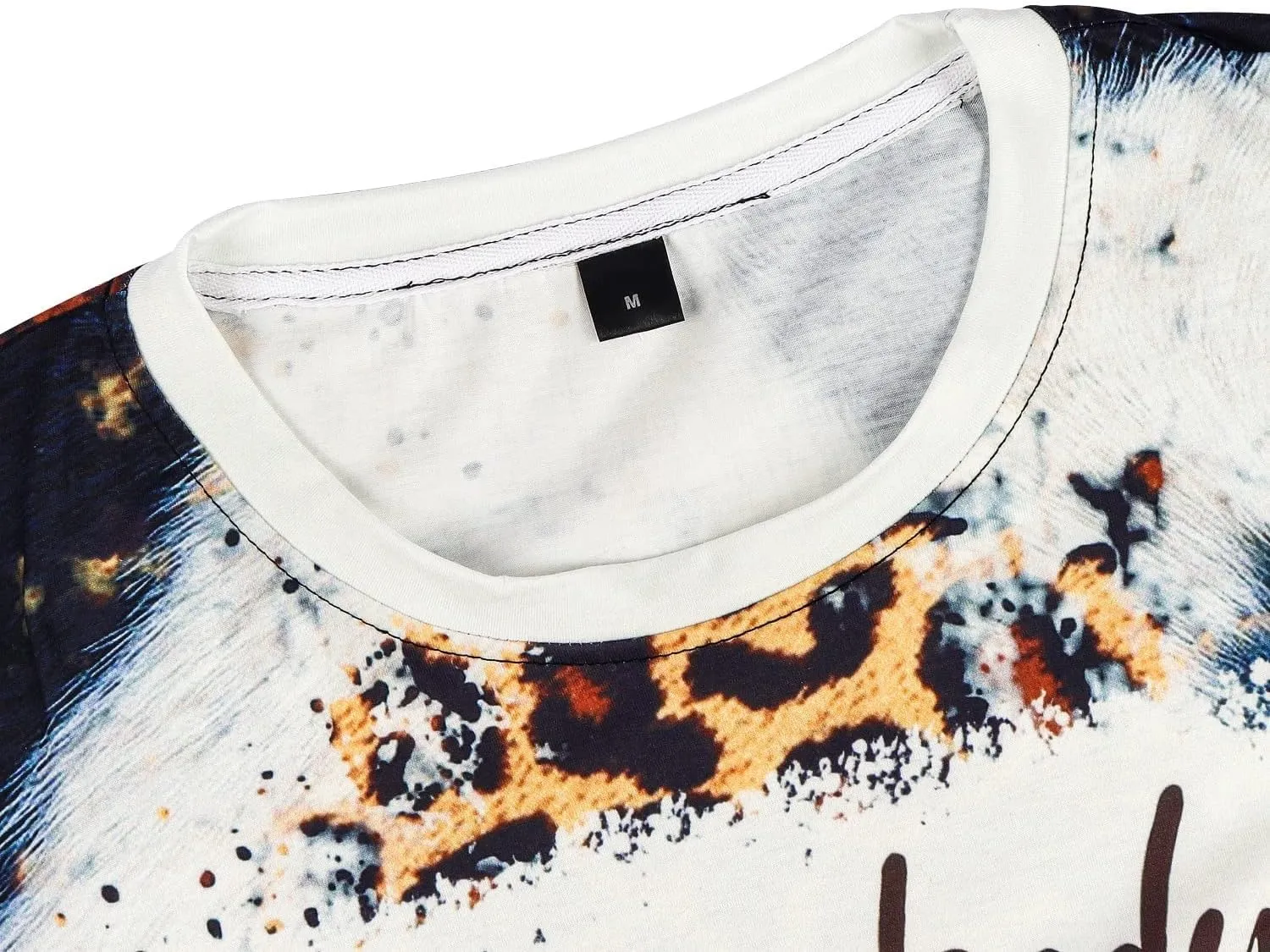 Leopard Print Country Music Beautiful Crazy T-Shirt Vintage Western Concert Cowgirl Casual Short Sleeve Tops Tee