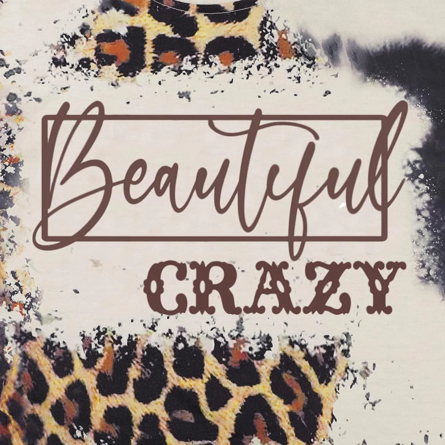 Leopard Print Country Music Beautiful Crazy T-Shirt Vintage Western Concert Cowgirl Casual Short Sleeve Tops Tee