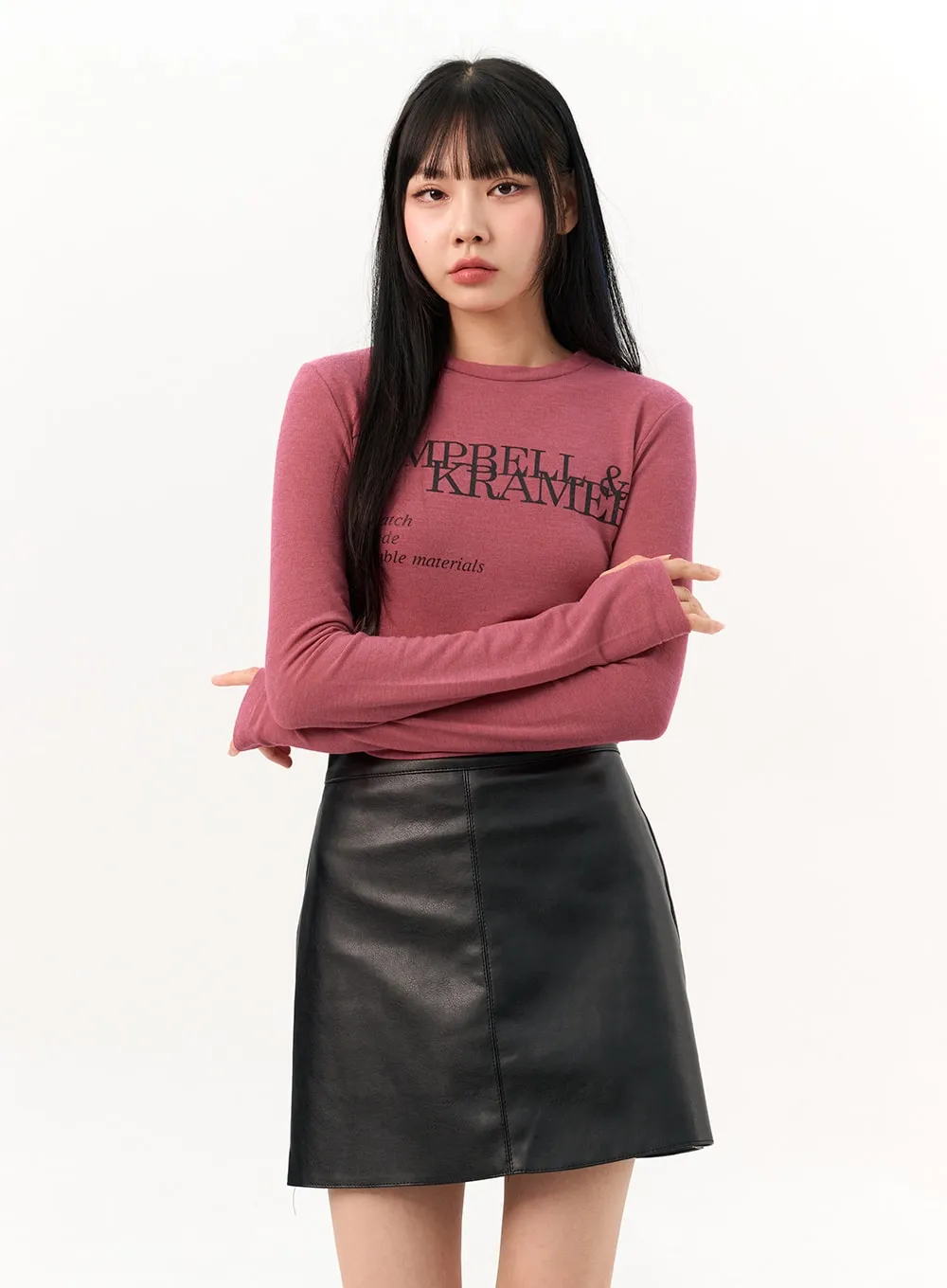 Lettered Round Neck T-Shirt IO317