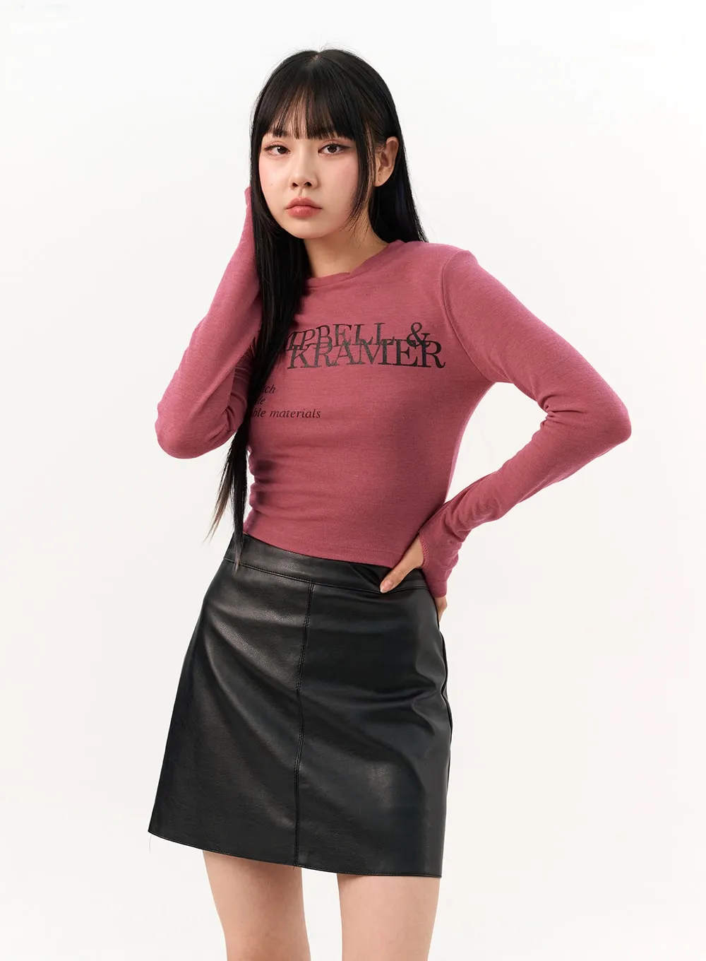 Lettered Round Neck T-Shirt IO317