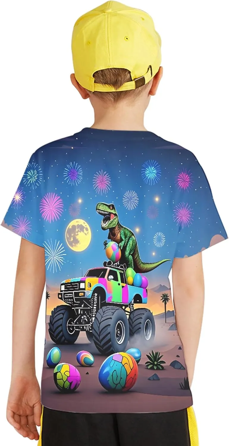 Linnhoy Kid Shirts 3D Graphic Printed Tees for Boys and Girls Novelty Fashion T-Shirts Unisex Casual Tops Size 6-16 Years