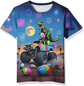 Linnhoy Kid Shirts 3D Graphic Printed Tees for Boys and Girls Novelty Fashion T-Shirts Unisex Casual Tops Size 6-16 Years