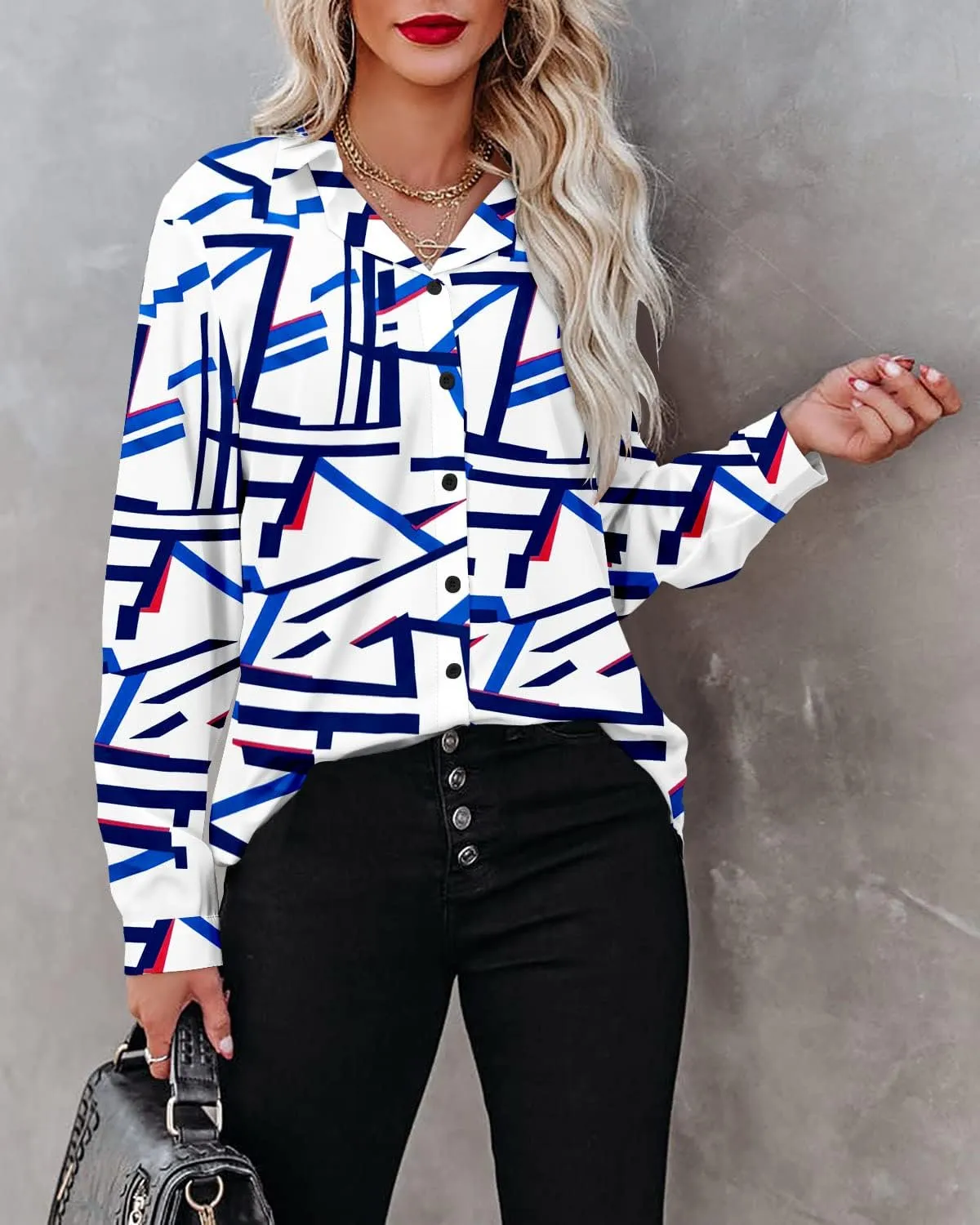Magritta Women's Shirts Fashion Casual Loose Fit Long Sleeve Button Down Lightweight Collared Blouse Tops