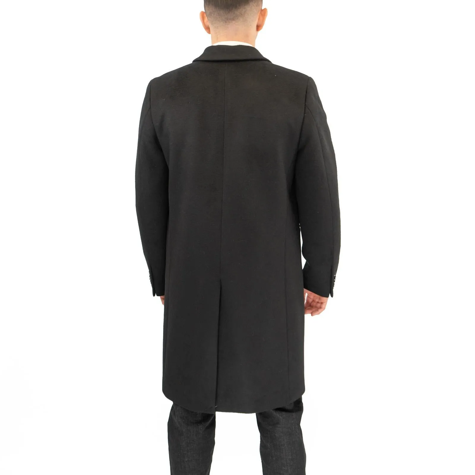 M&S Mens Wool Blend Overcoat Black