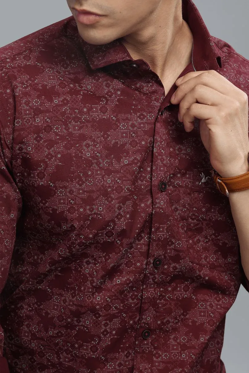Maroon Artistic Print -Full-Stain Proof