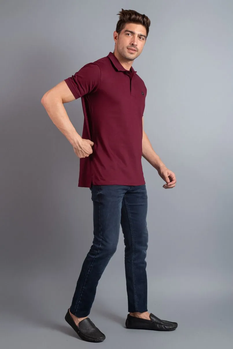 Maroon Red Solid TShirt - Stain Proof