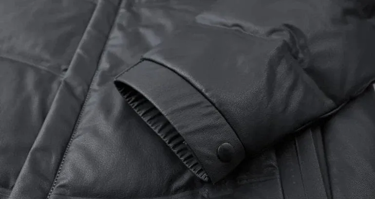 Men's Genuine Sheepskin Leather Winter Coat with Lamb Collar – Thickened Down Outerwear