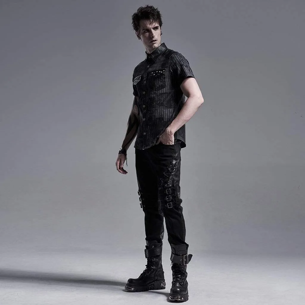 Men's Gothic Printed Shirts With Rivets
