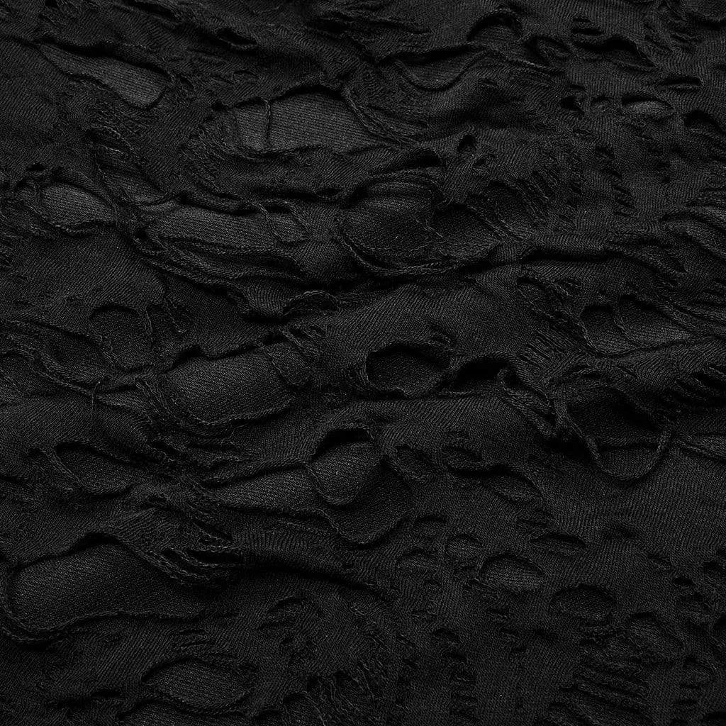 Men's Gothic Ripped Double-layer Splice Black Shirt