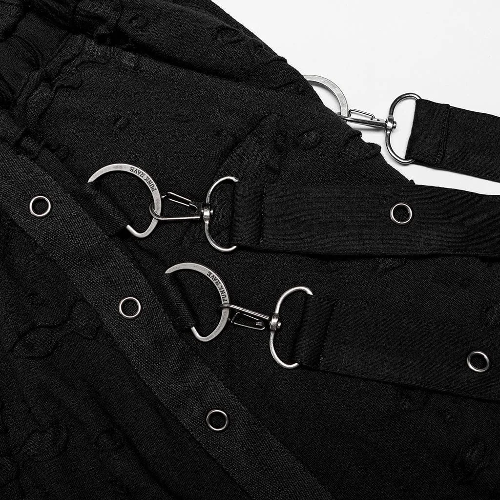Men's Gothic Ripped Sagging Pants with Straps