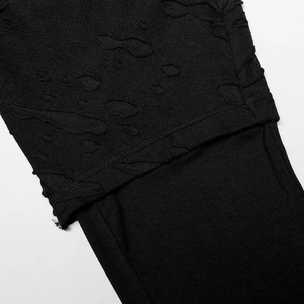 Men's Gothic Ripped Sagging Pants with Straps