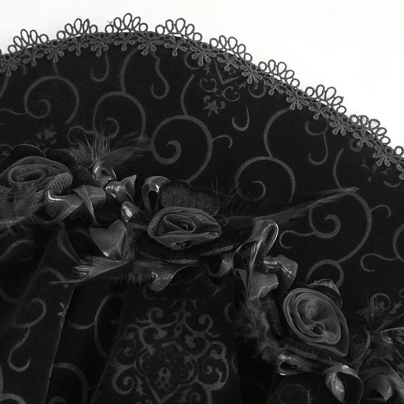 Men's Gothic Stand Collar Lace Splice Velvet Cloak