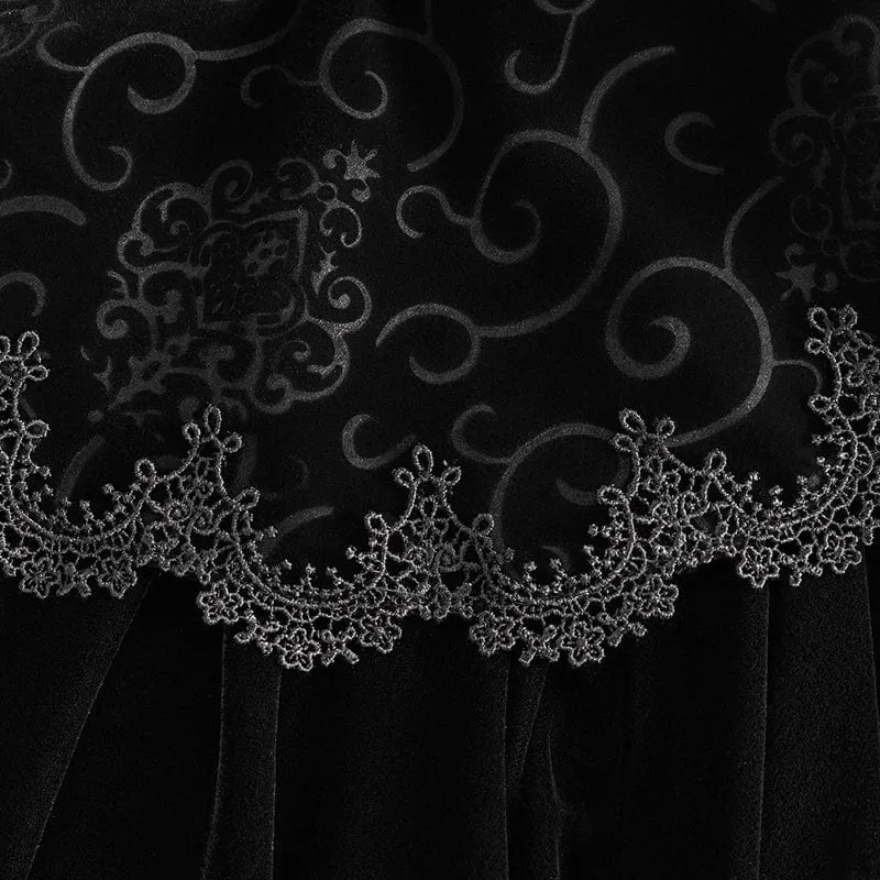 Men's Gothic Stand Collar Lace Splice Velvet Cloak