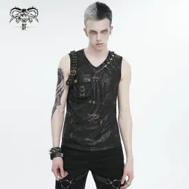 Men's Punk Big-pocket Buckle Tank Top
