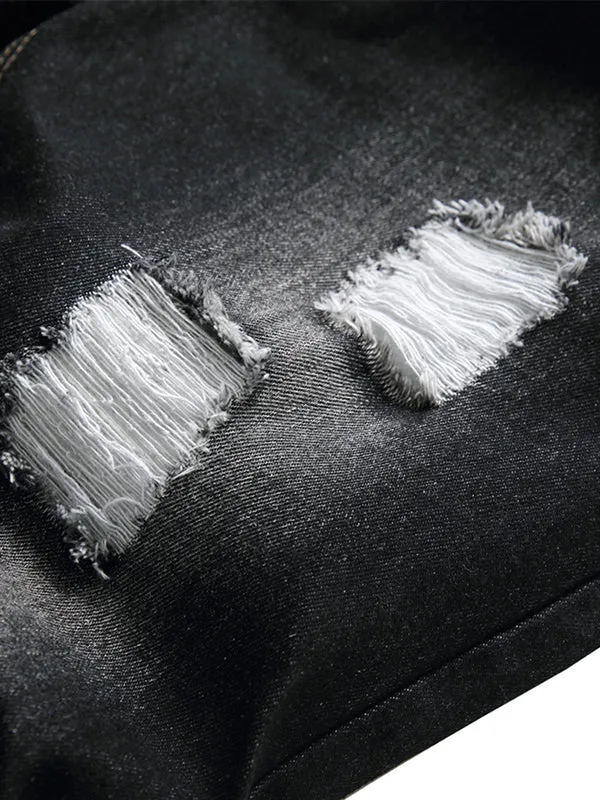 Men's Ripped Light Color Slim Fit Denim Shorts