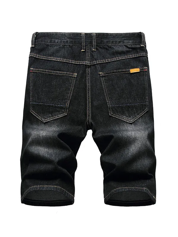Men's Ripped Light Color Slim Fit Denim Shorts