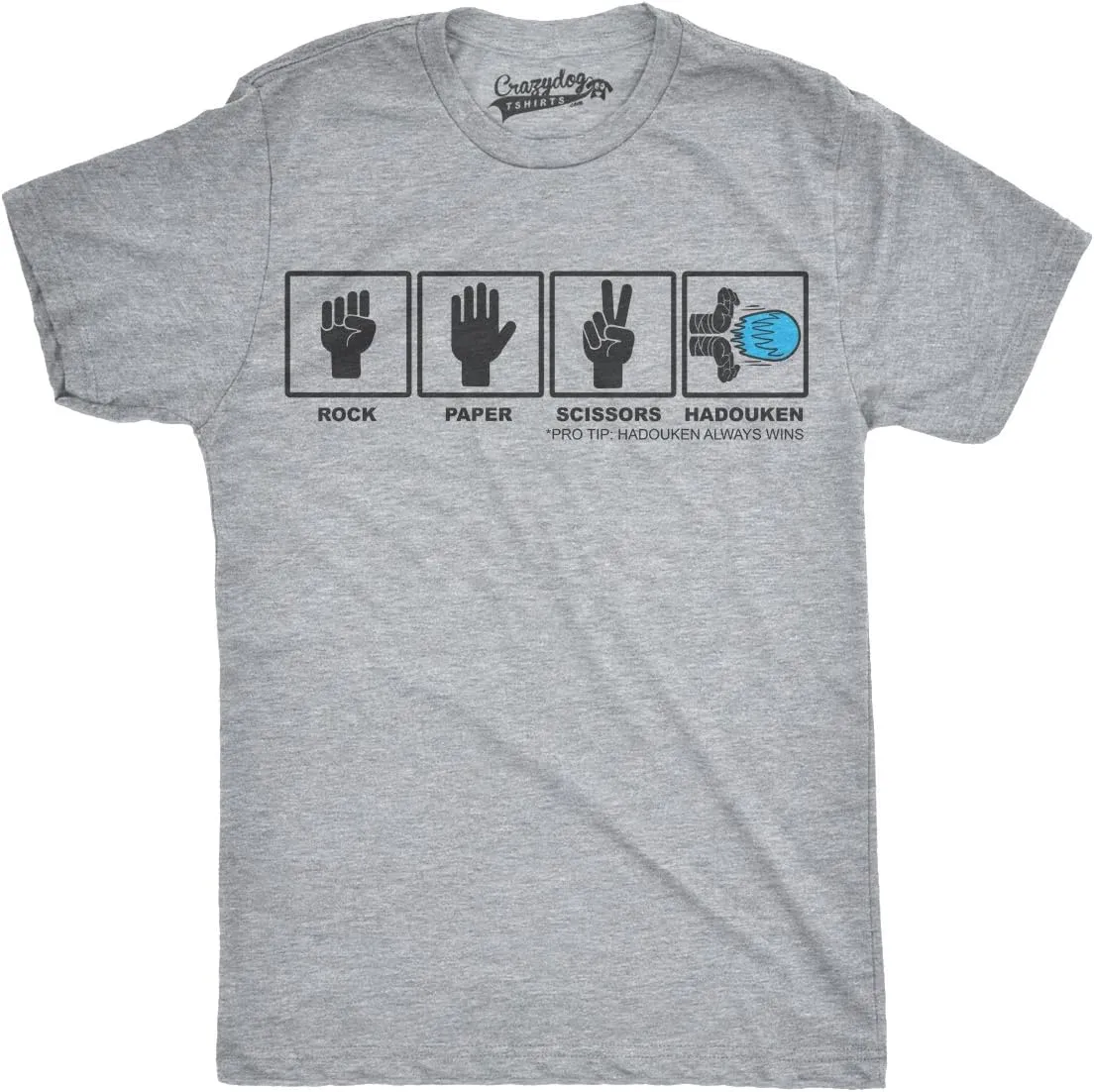 Mens Rock Paper Scissors Hadouken T Shirt Funny Video Gamer Nerdy Graphic Tee