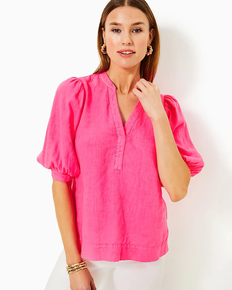 Mialeigh Elbow Sleeve Linen Top
