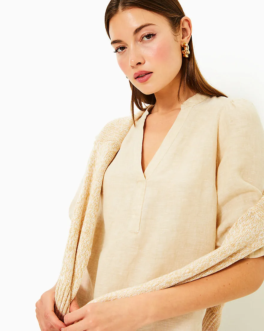 Mialeigh Elbow Sleeve Linen Top