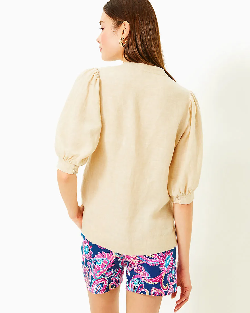 Mialeigh Elbow Sleeve Linen Top