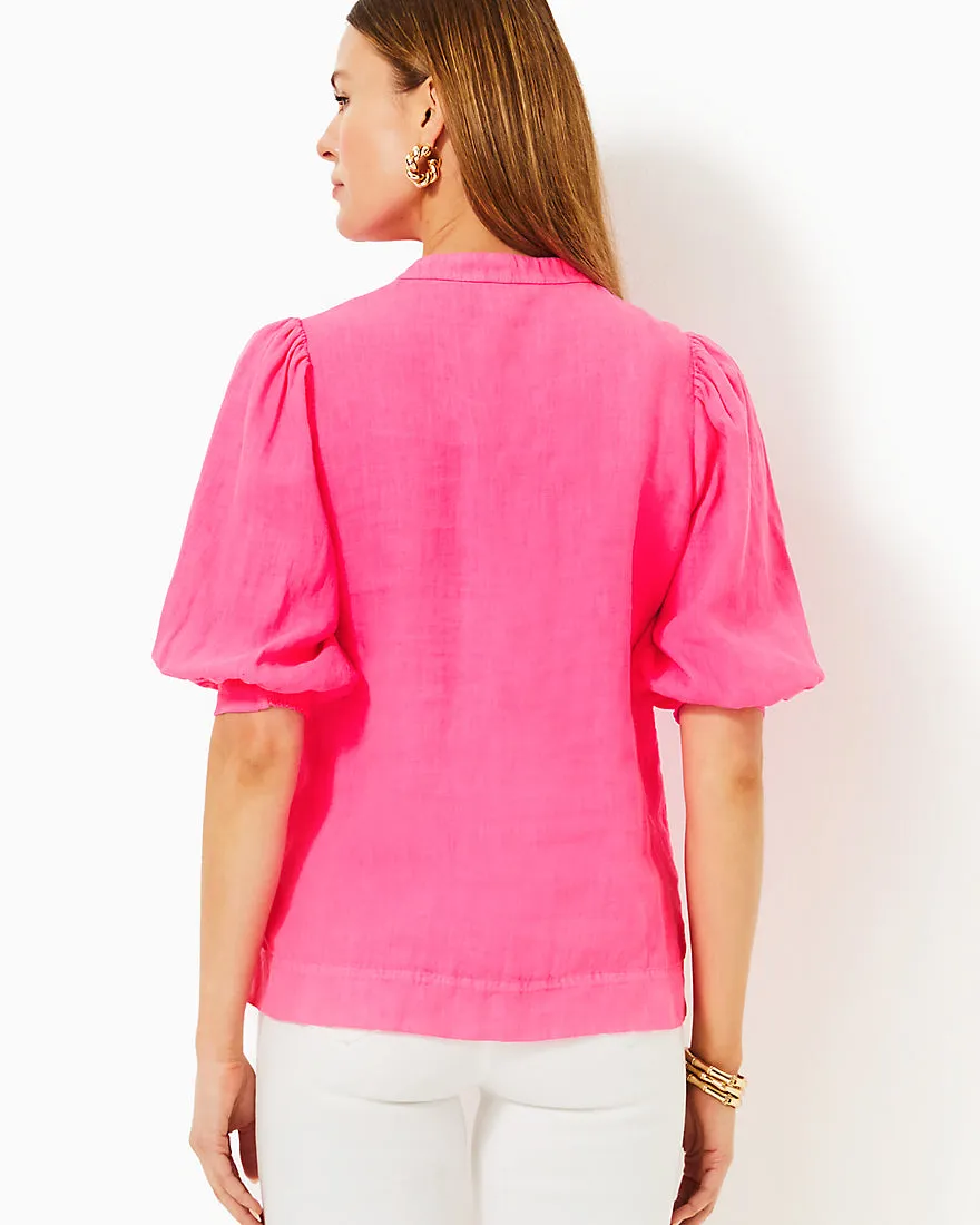 Mialeigh Elbow Sleeve Linen Top
