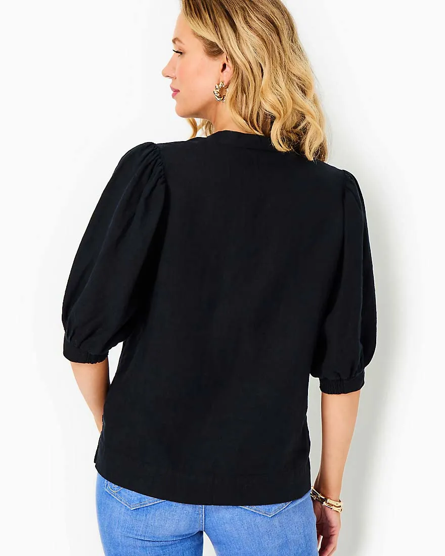 Mialeigh Elbow Sleeve Linen Top