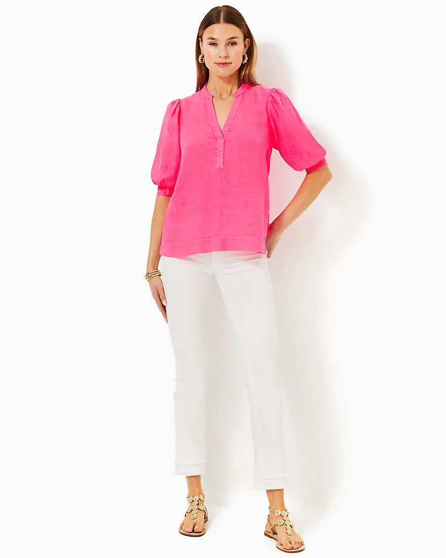 Mialeigh Elbow Sleeve Linen Top