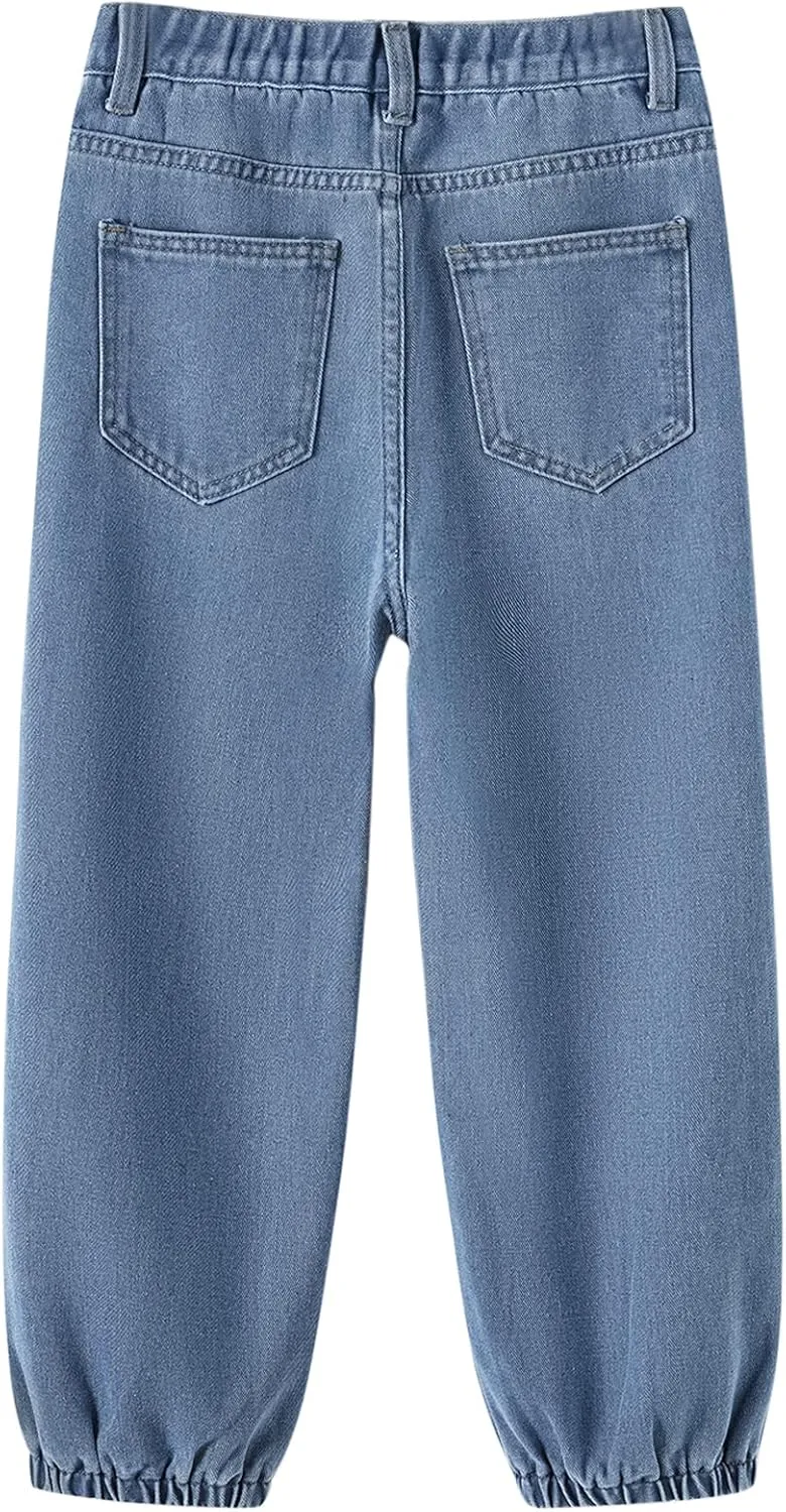 MyFav Boys' Ripped Denim Jeans Taper Fit Kids Fashion Loose Casual Trousers Long Pants