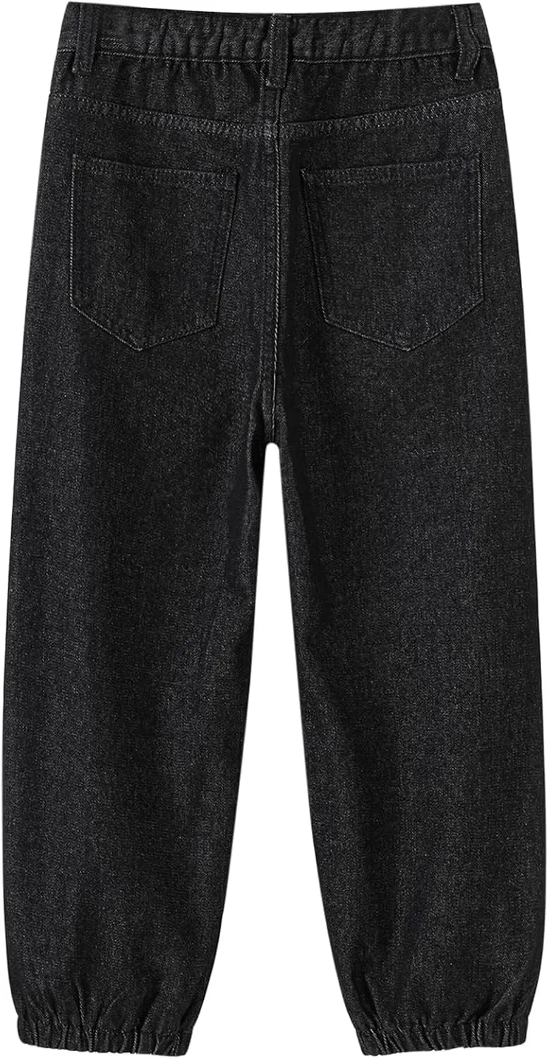 MyFav Boys' Ripped Denim Jeans Taper Fit Kids Fashion Loose Casual Trousers Long Pants
