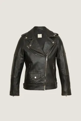Novado - Women's Patchwork Biker Leather Jacket - Black - 1 Piece