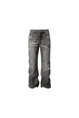 Pearl Embroidered Puzzle Jeans