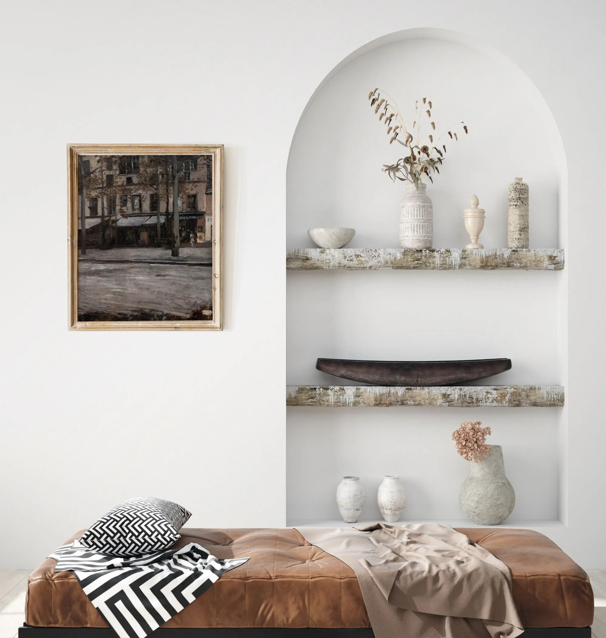 Printed Vintage Wall Art with Landscape Scenery