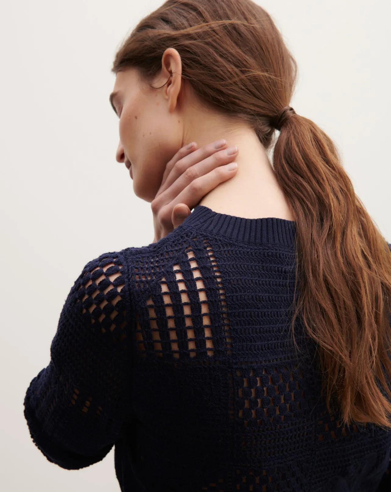 Pull col rond en crochet