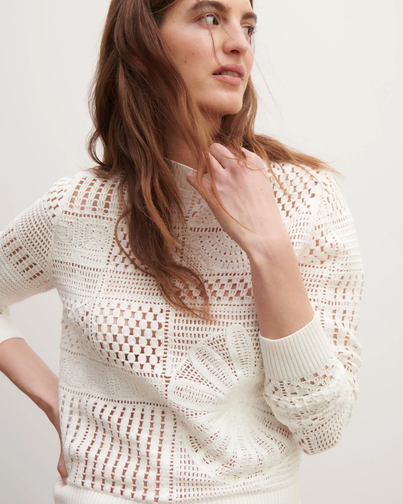 Pull col rond en crochet