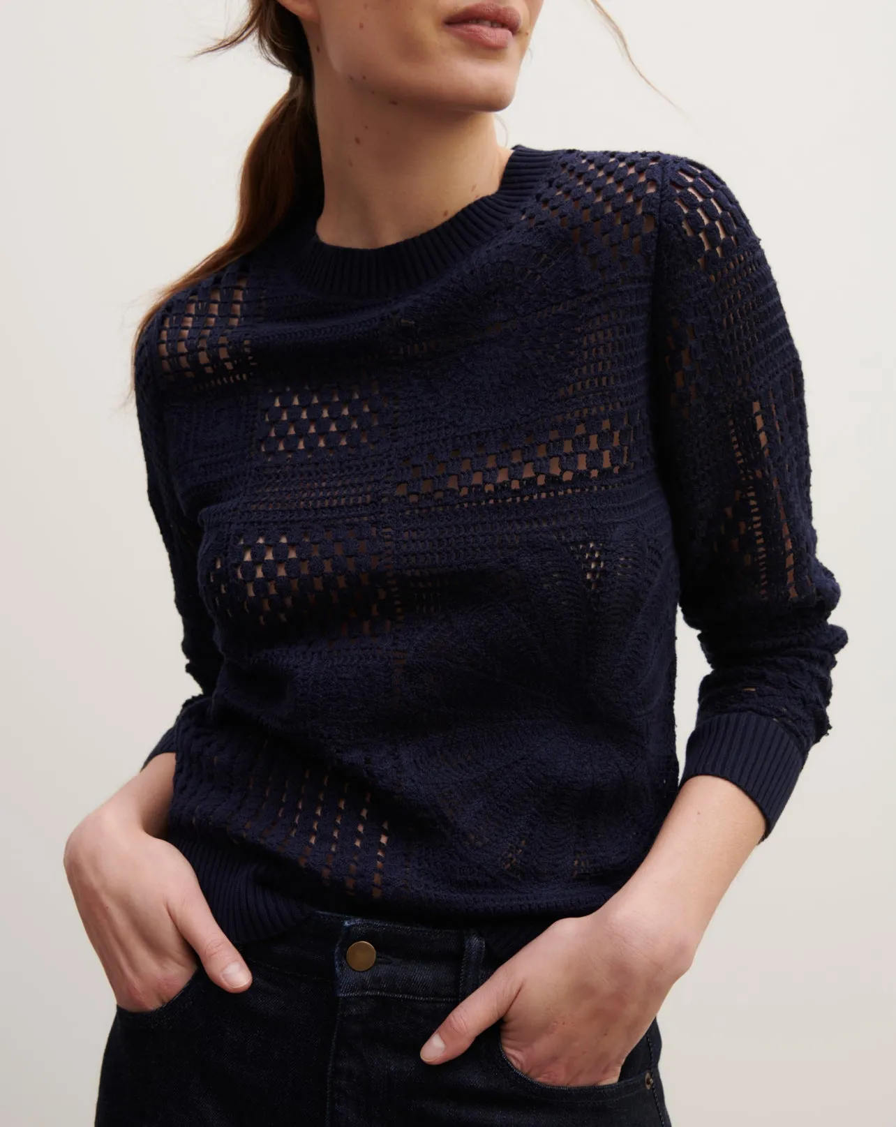 Pull col rond en crochet