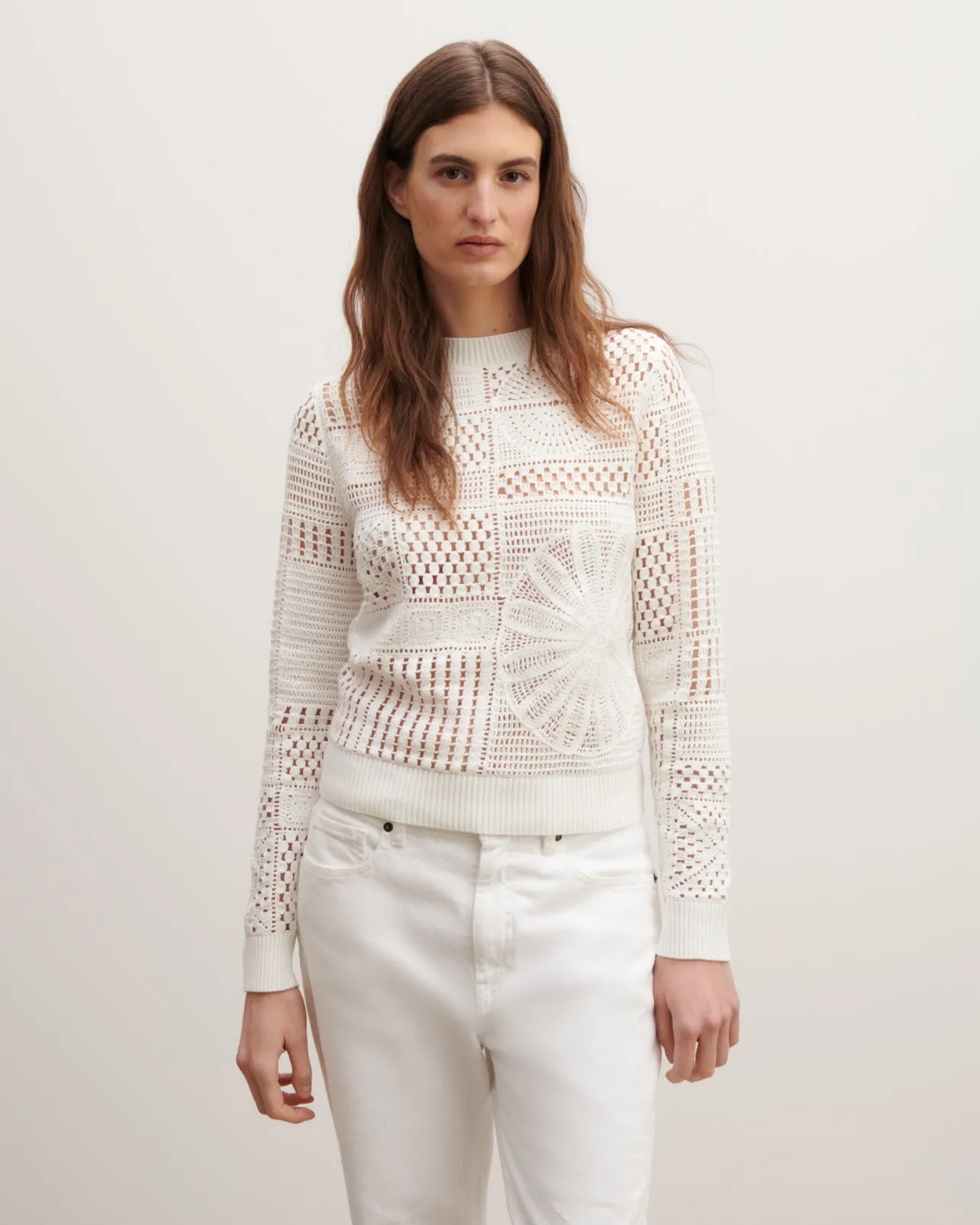 Pull col rond en crochet