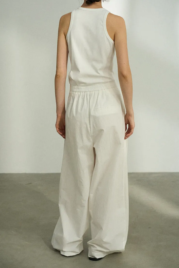 "Ohmi Bleach" cotton wide leg pants | 4 color