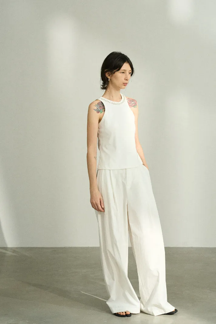 "Ohmi Bleach" cotton wide leg pants | 4 color
