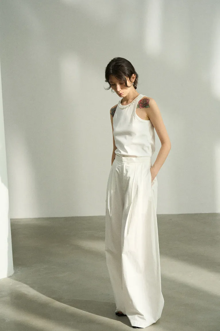 "Ohmi Bleach" cotton wide leg pants | 4 color