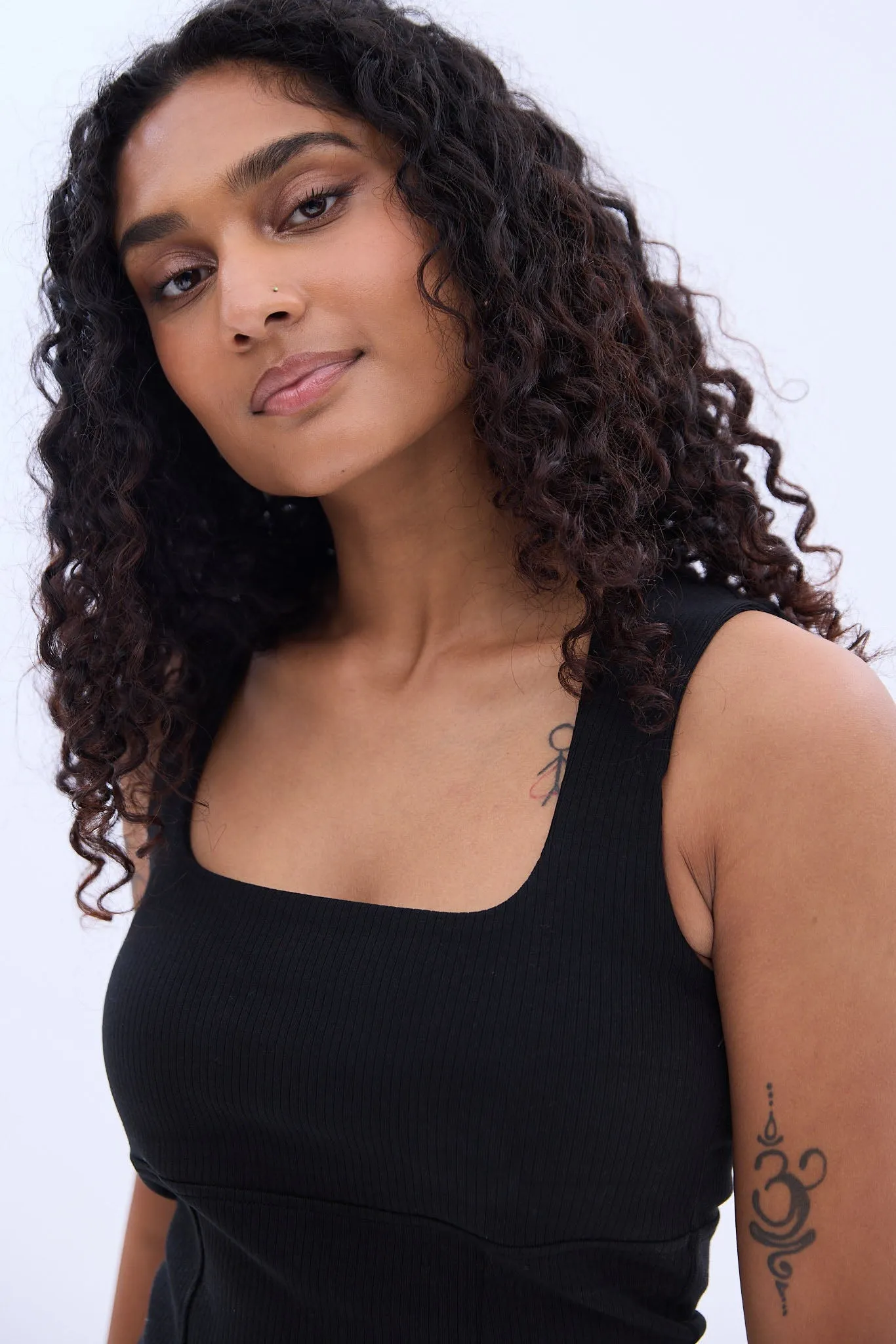Ribbed Knit Square Neck Corset Tank Top