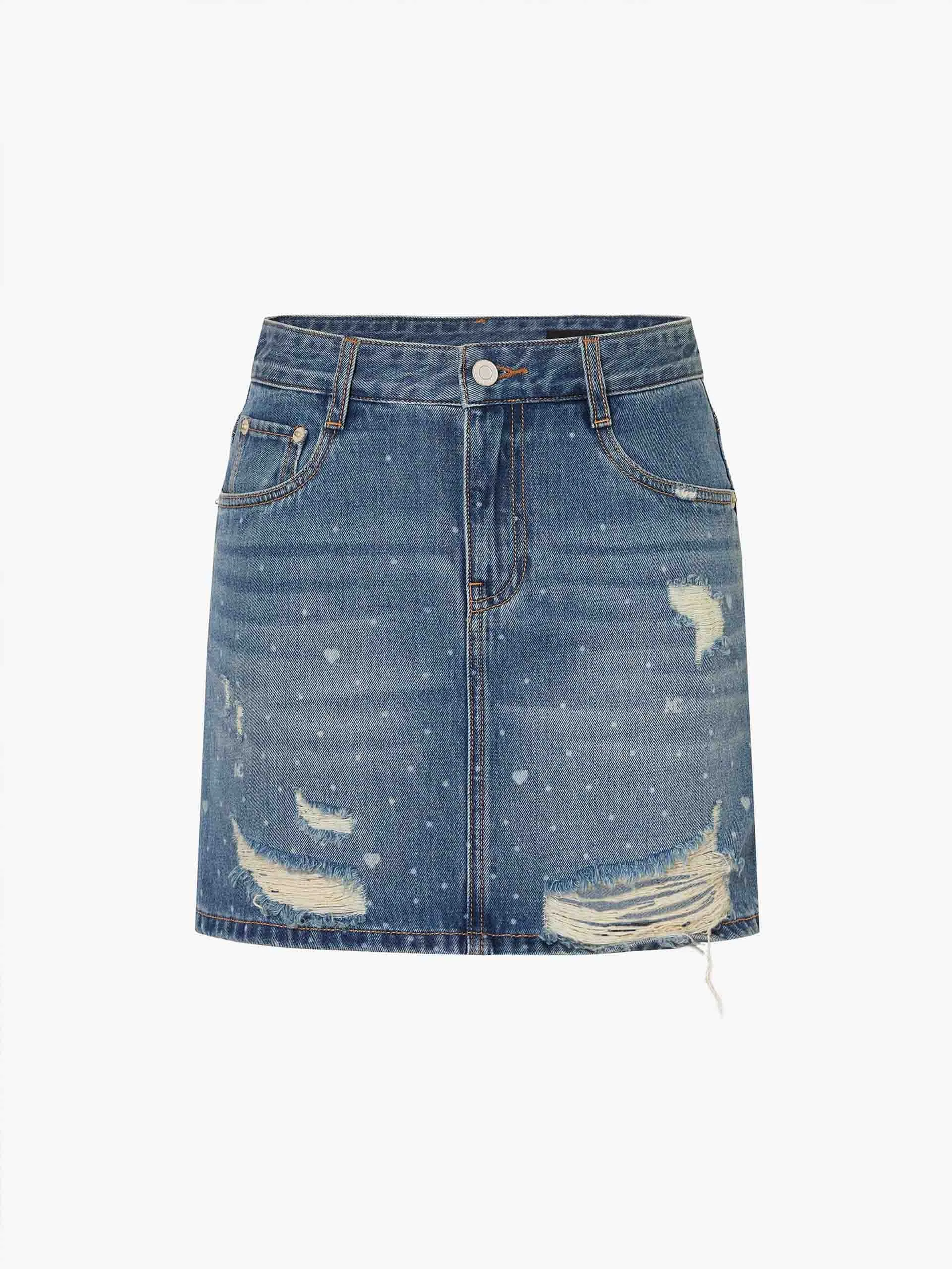 Ripped Detail Mini Skirt