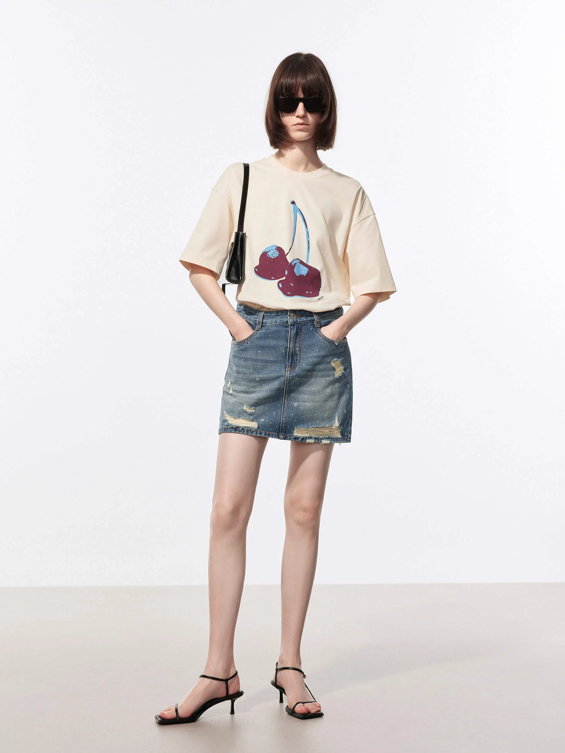 Ripped Detail Mini Skirt