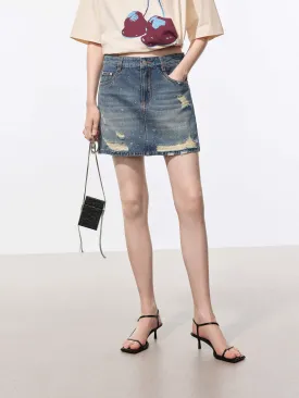 Ripped Detail Mini Skirt