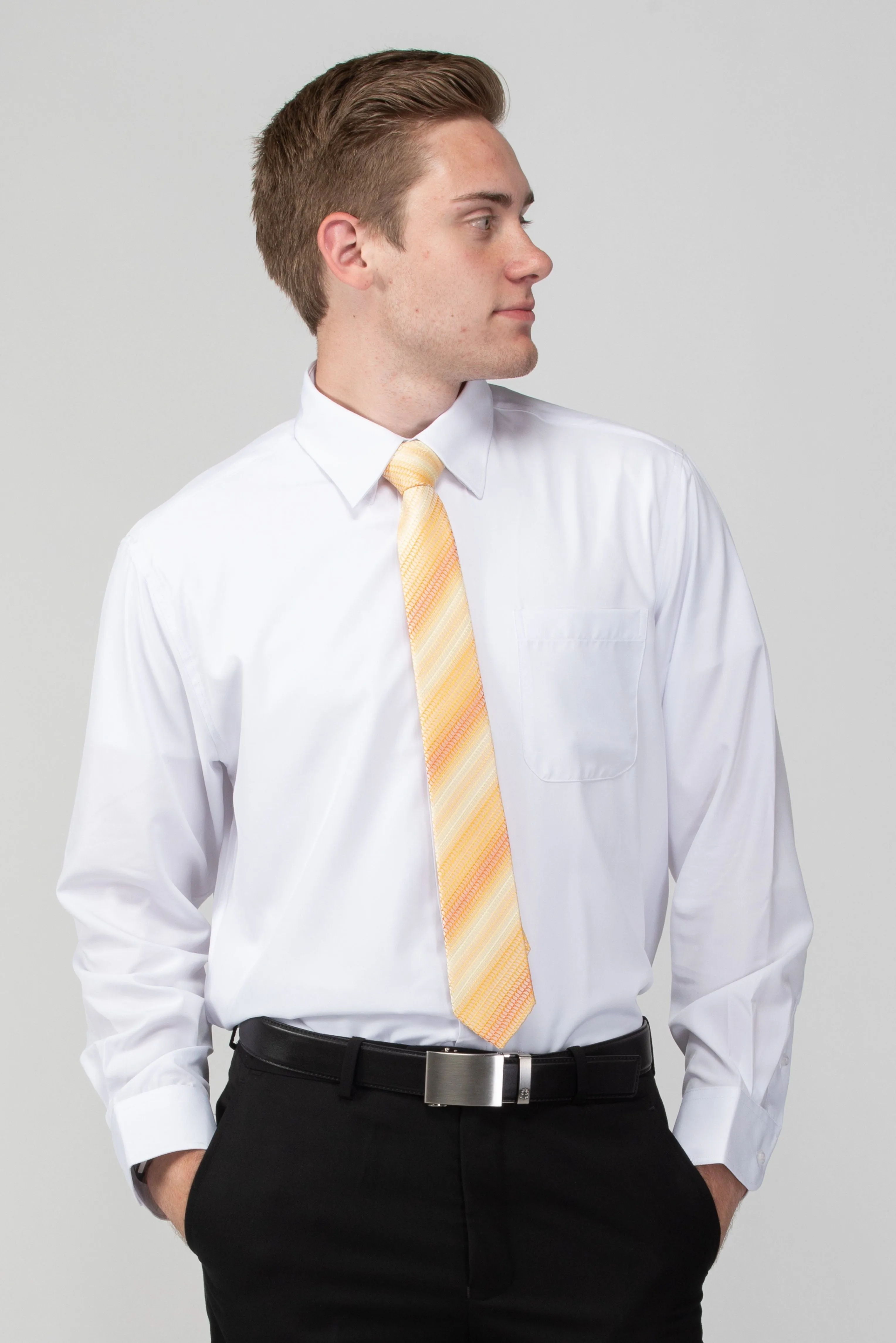 Robbins & Brooks 4-Way Flex White Dress Shirt Long Sleeve