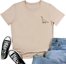 ROSEPARK Women Cute Dinosaur Graphic T-Shirts Teen Girls Funny Tees