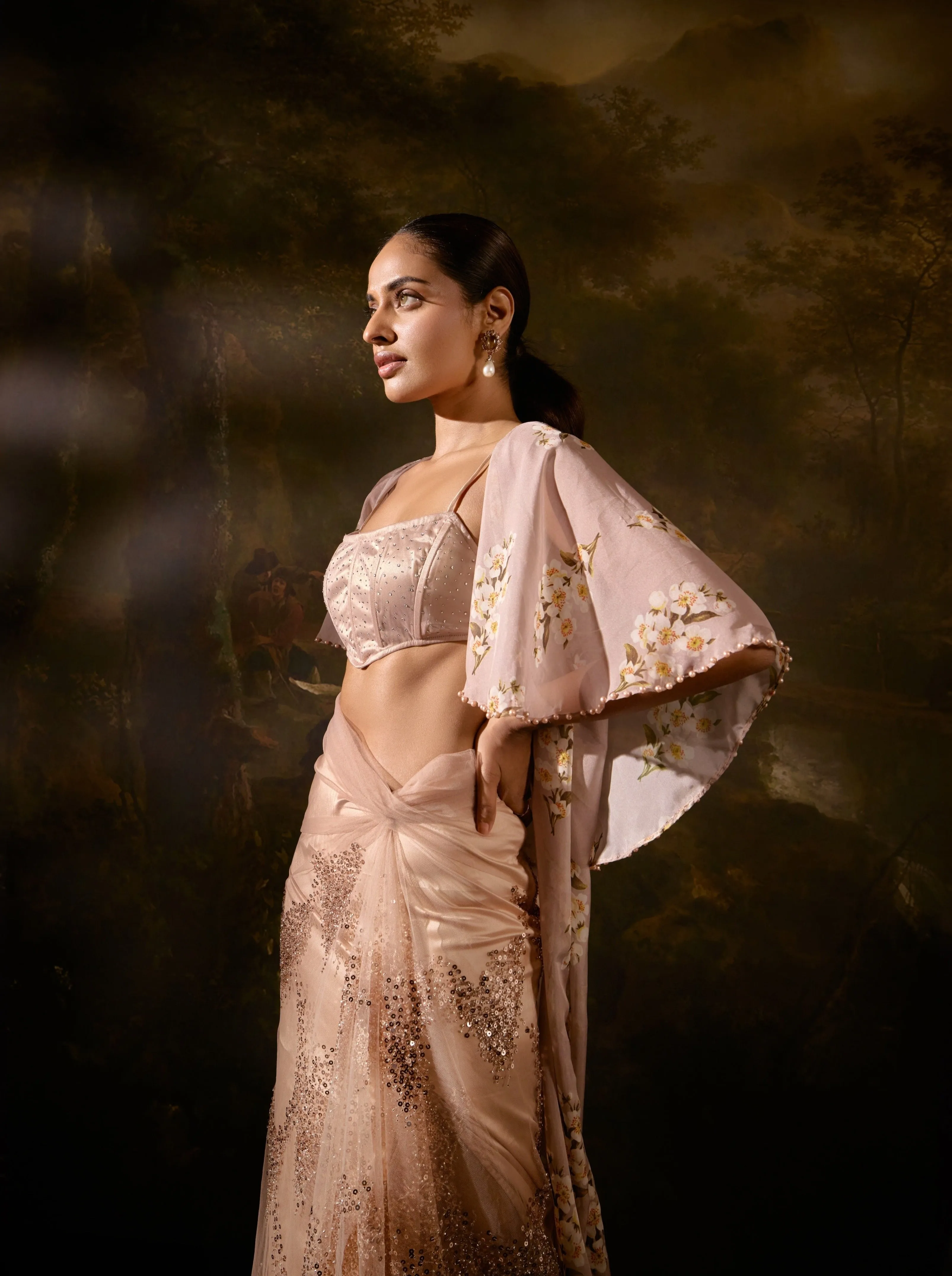 Sanjali Nude Embellished Coord Set